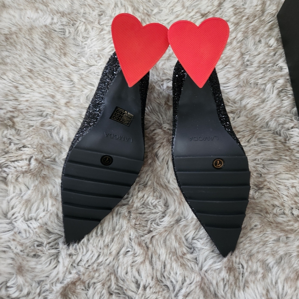 Lamoda Dolls Kill My Love Glitter Heels Black Women's Size‎ 7 - Picture 6 of 10